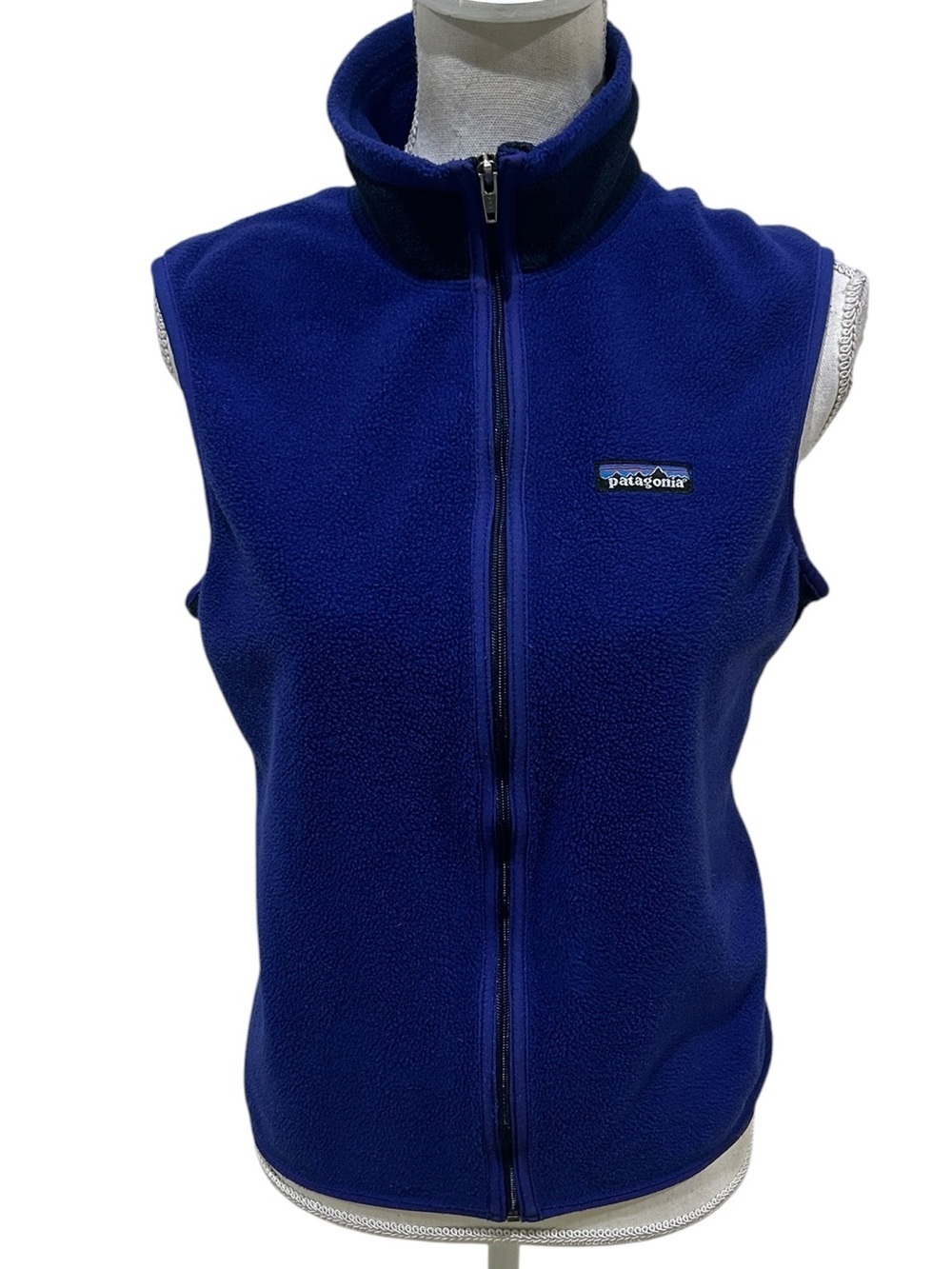 Patagonia Royal Blue & black Full-Zip Fleece Vest made in USA size small